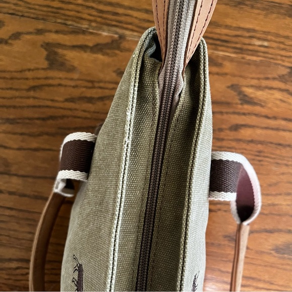 Vintage L.L Bean Embroidered Moose Boat & Tote Bag With Leather Handles - Picture 5 of 10